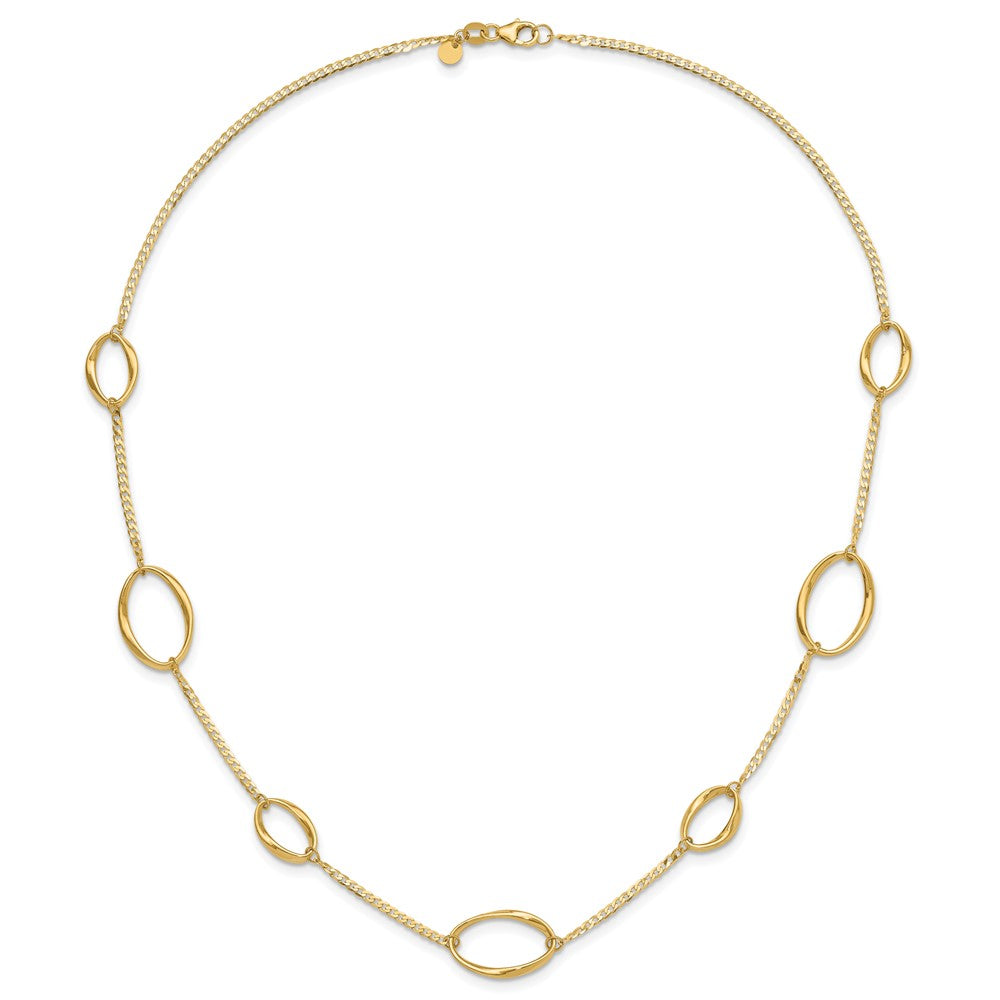 14K Gelbgold Poliert Oval Glieder Halskette