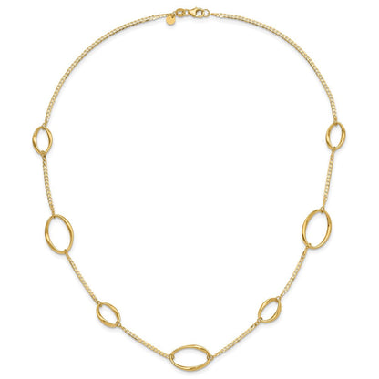 14K Gelbgold Poliert Oval Glieder Halskette