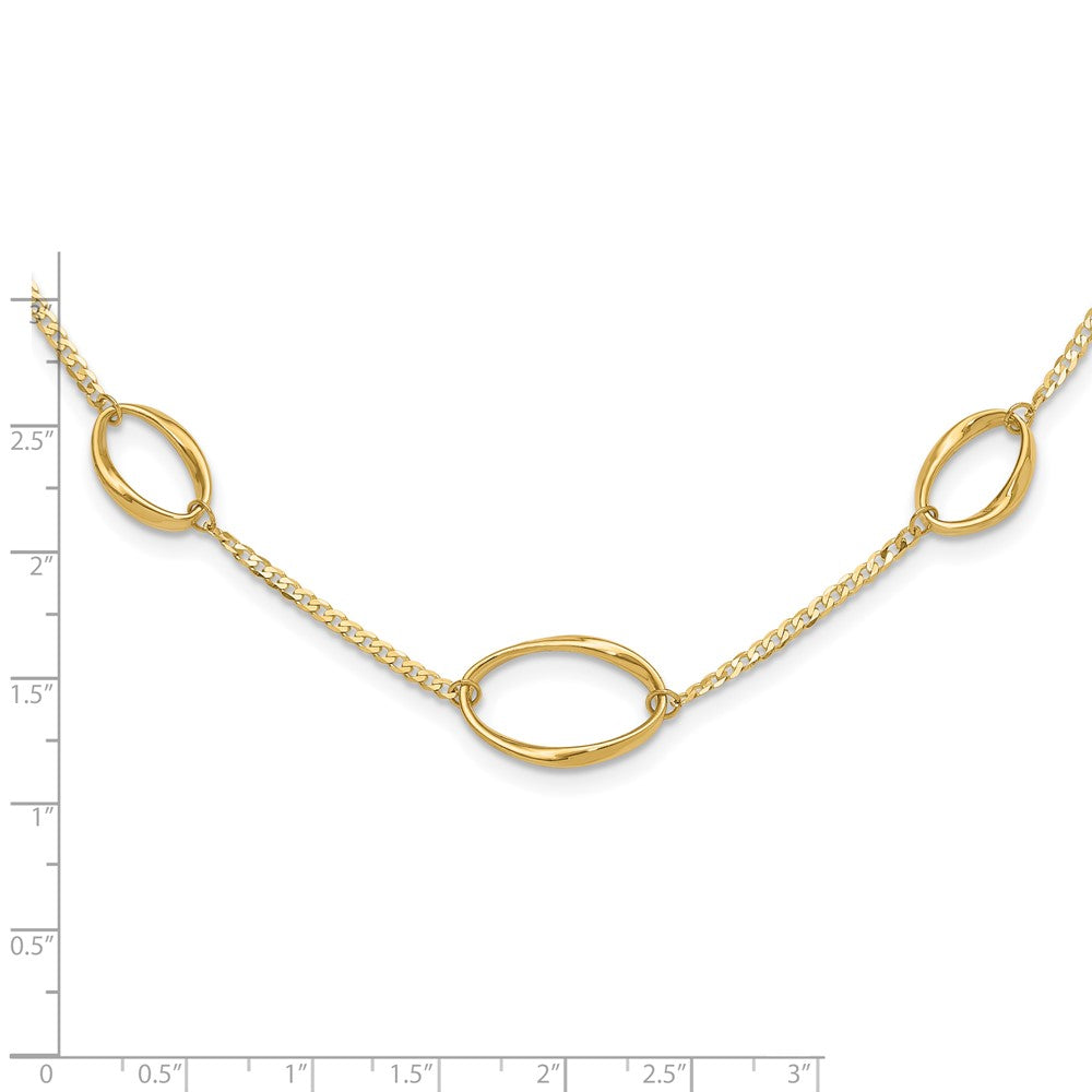 14K Gelbgold Poliert Oval Glieder Halskette