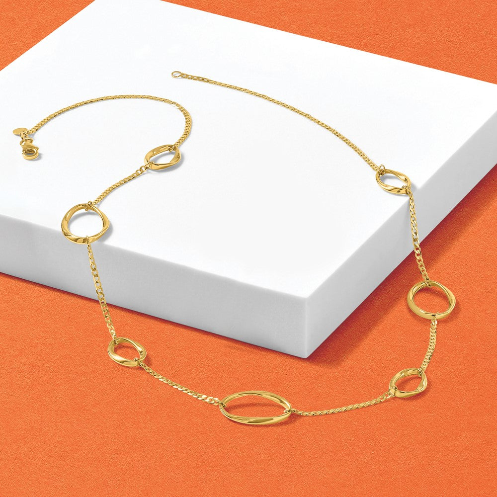 14K Gelbgold Poliert Oval Glieder Halskette