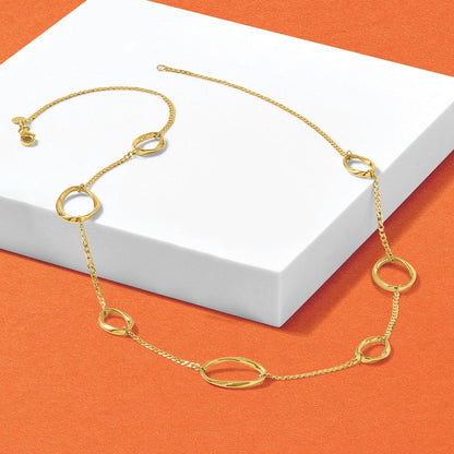 14K Gelbgold Poliert Oval Glieder Halskette