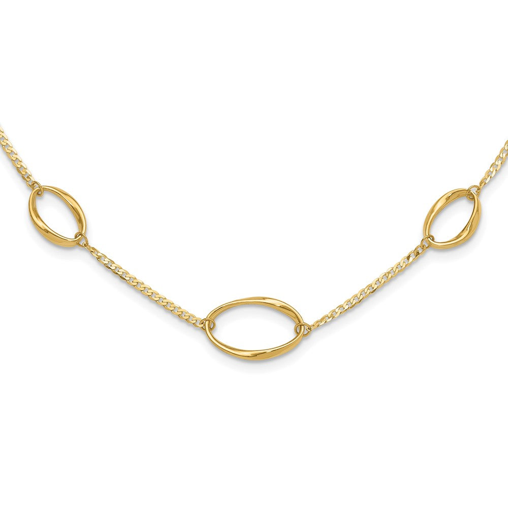 14K Gelbgold Poliert Oval Glieder Halskette