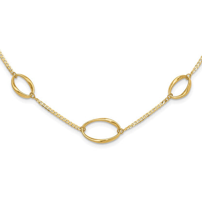 14K Gelbgold Poliert Oval Glieder Halskette