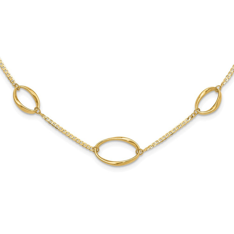 14K Gelbgold Poliert Oval Glieder Halskette