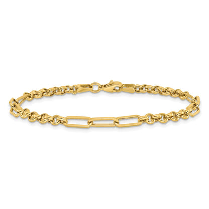 14K Gelbgold Poliert Fantasieglieder Armband
