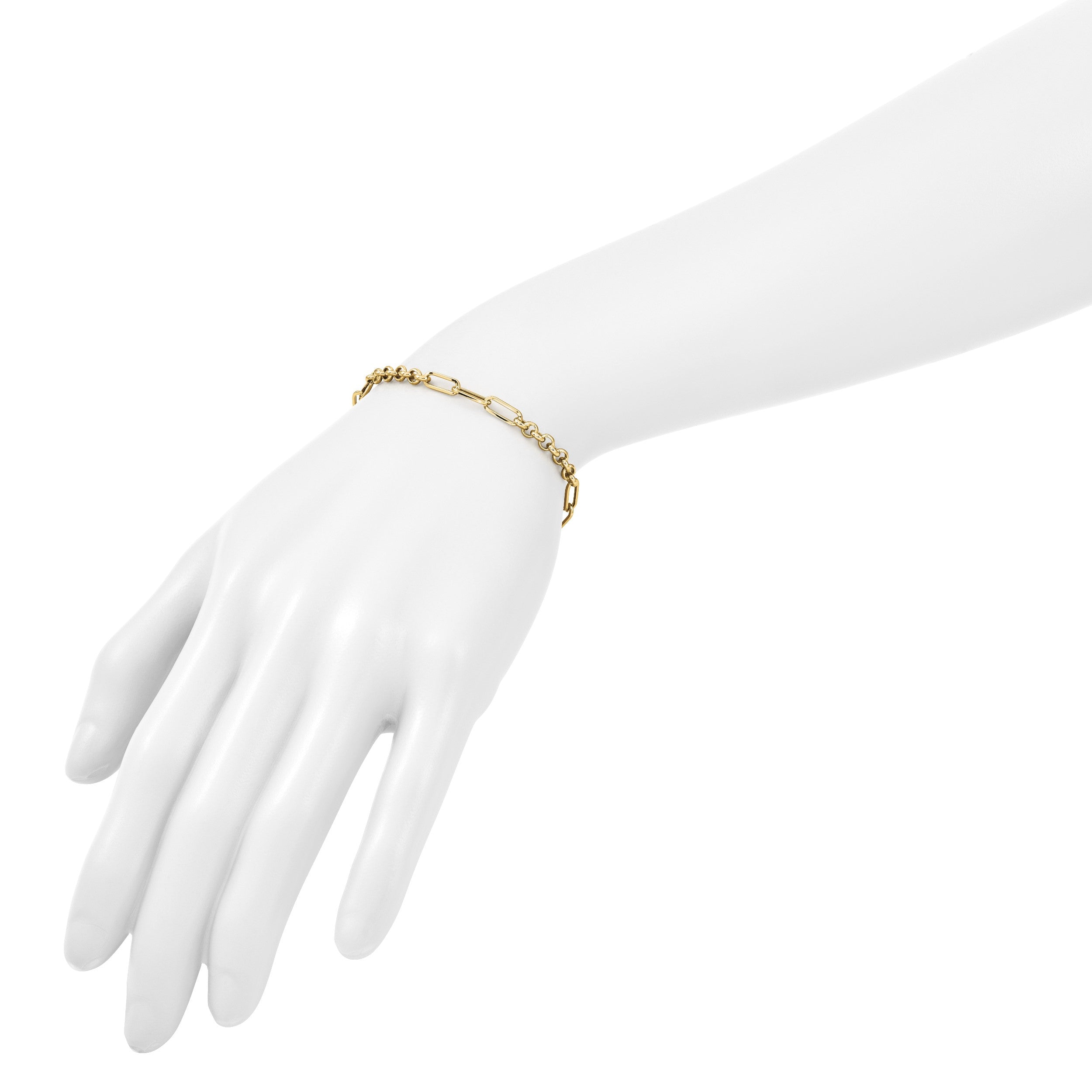 14K Gelbgold Poliert Fantasieglieder Armband