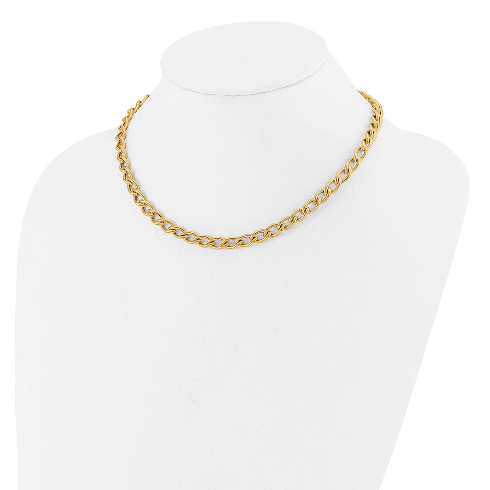 14K Gelbgold Poliert Fantasie Oval Glieder Halskette