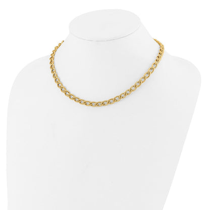 14K Gelbgold Poliert Fantasie Oval Glieder Halskette