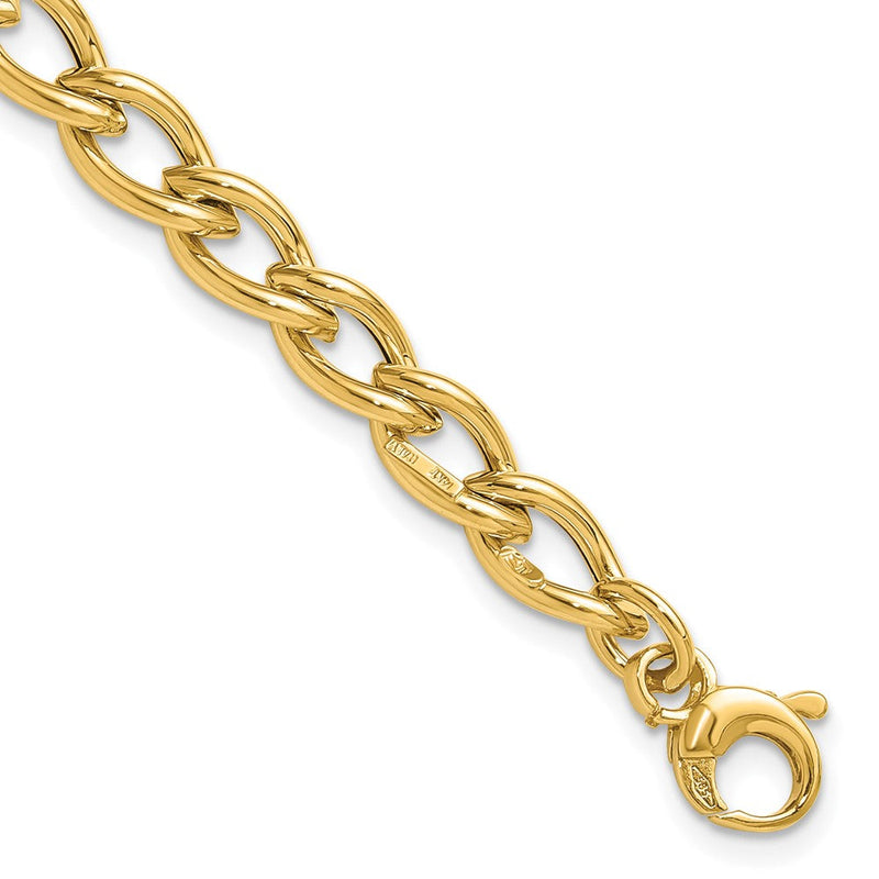 14K Gelbgold Poliert Fantasie Oval Glieder Gliederarmband