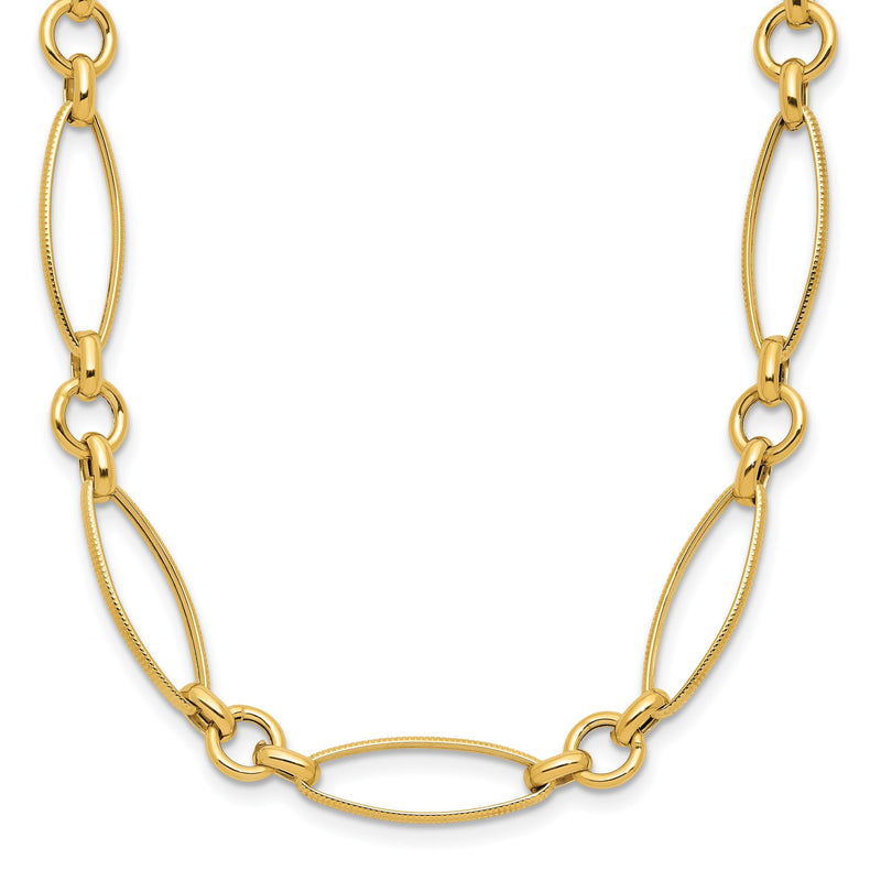 14K Gelbgold Poliert und Diamantiert Fantasieglieder 19 Zoll Halskette