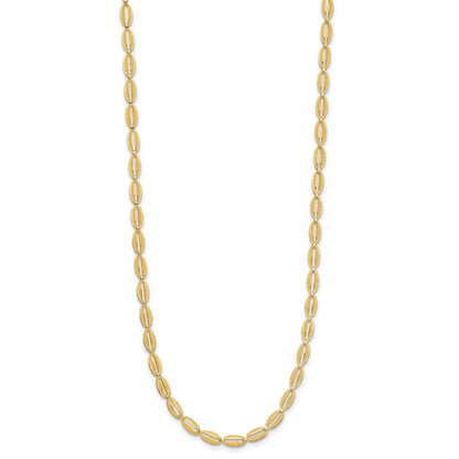14K Gelbgold Poliert und Strukturiert Fantasie Oval Glieder Halskette