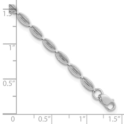 14K Weißgold Poliert / Strukturiert Fantasie Oval Glieder Armband