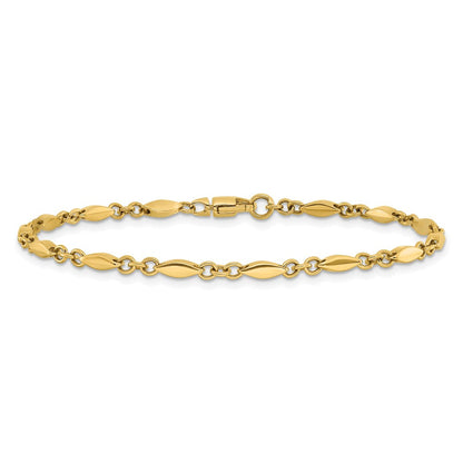 14K Gelbgold Poliert Fantasieglieder Armband