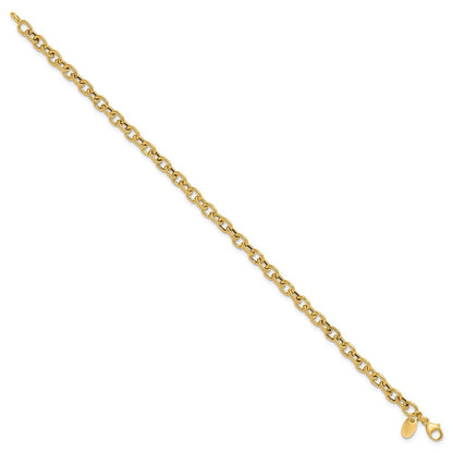 14K Gelbgold Poliert und Strukturiert Glieder Armband