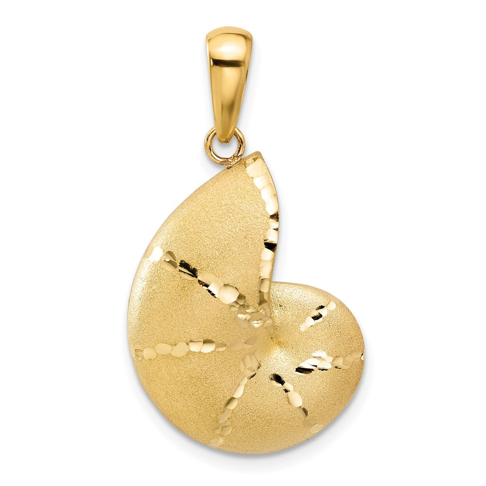 14K Gelbgold Satiniert Diamantiert Nautilus Muschel Anhänger