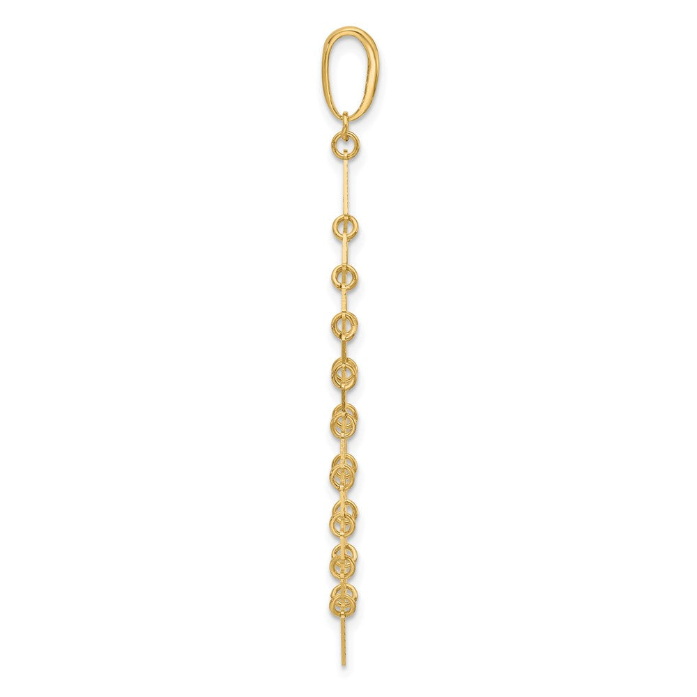 14K Gelbgold Poliert und Diamant Schliff Fantasie Hängend Anhänger