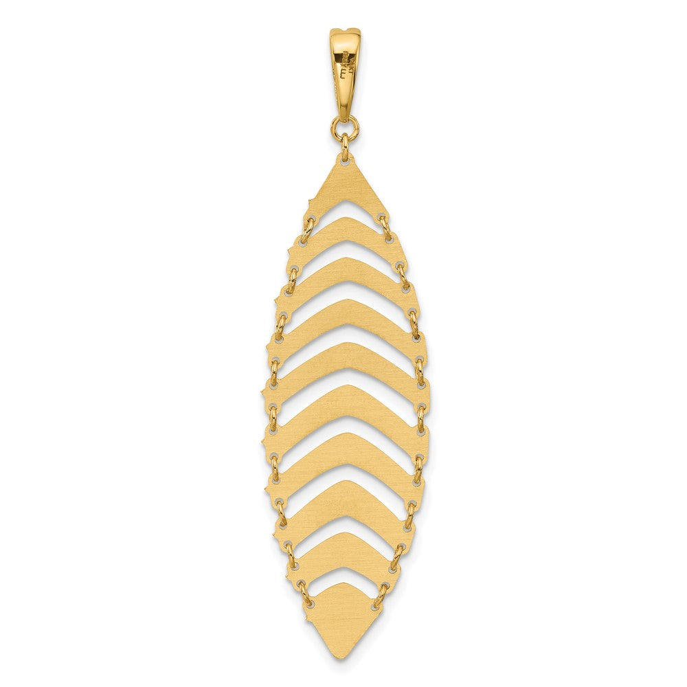 14K Gelbgold Poliert und Diamant Schliff Fantasie Hängend Anhänger