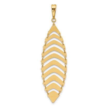 14K Gelbgold Poliert und Diamant Schliff Fantasie Hängend Anhänger