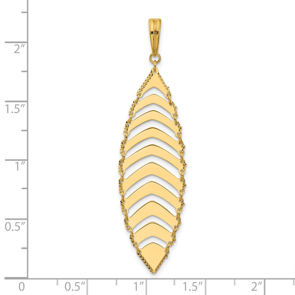 14K Gelbgold Poliert und Diamant Schliff Fantasie Hängend Anhänger