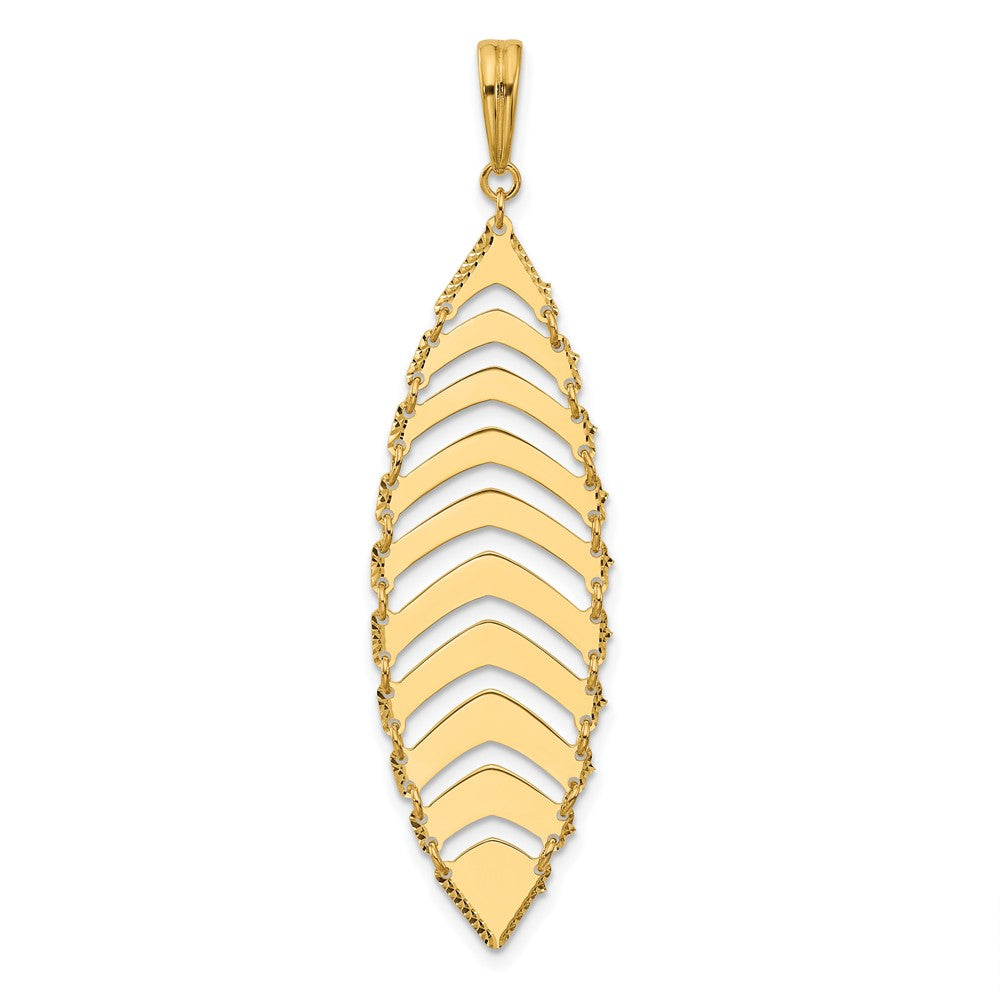 14K Gelbgold Poliert und Diamant Schliff Fantasie Hängend Anhänger
