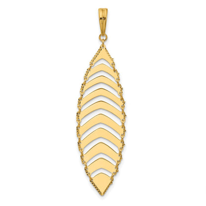 14K Gelbgold Poliert und Diamant Schliff Fantasie Hängend Anhänger