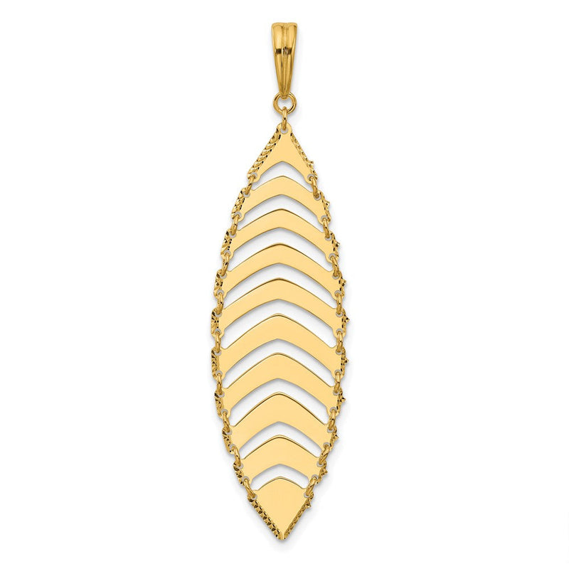 14K Gelbgold Poliert und Diamant Schliff Fantasie Hängend Anhänger