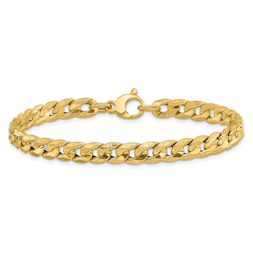 14K Gelbgold Poliert und Strukturiert Fantasie Panzer Gliederarmband