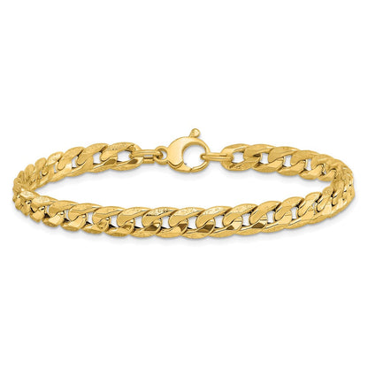 14K Gelbgold Poliert und Strukturiert Fantasie Panzer Gliederarmband