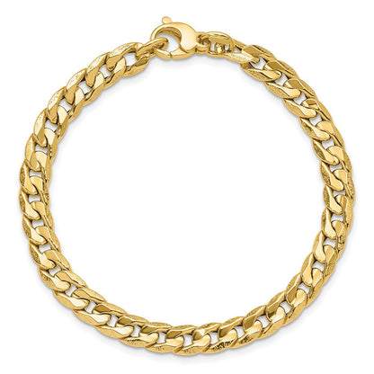 14K Gelbgold Poliert und Strukturiert Fantasie Panzer Gliederarmband