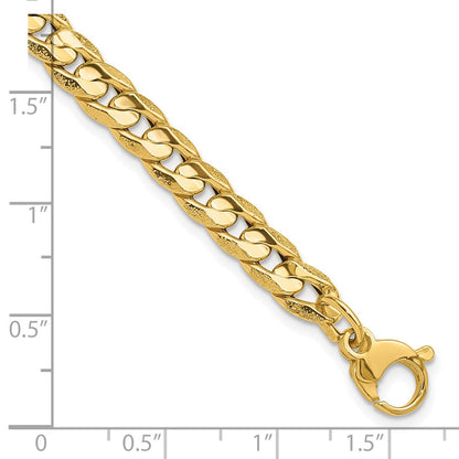 14K Gelbgold Poliert und Strukturiert Fantasie Panzer Gliederarmband