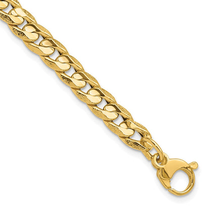 14K Gelbgold Poliert und Strukturiert Fantasie Panzer Gliederarmband