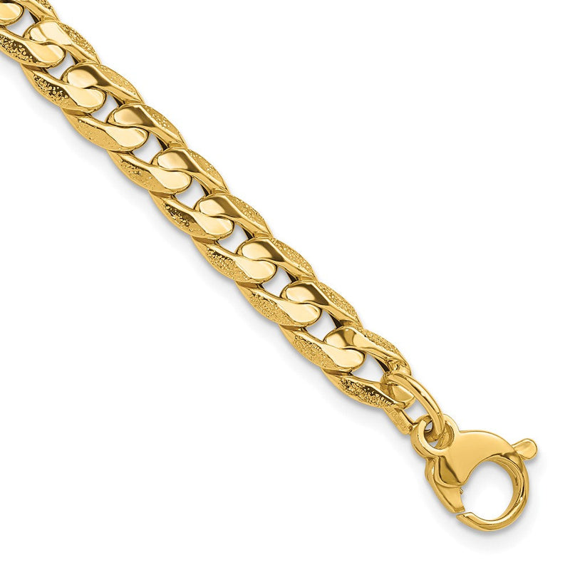 14K Gelbgold Poliert und Strukturiert Fantasie Panzer Gliederarmband