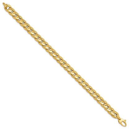 14K Gelbgold Poliert und Strukturiert Fantasie Panzer Herren Armband