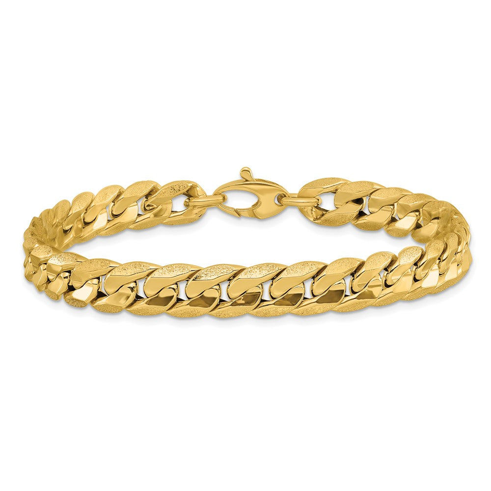 14K Gelbgold Poliert und Strukturiert Fantasie Panzer Herren Armband