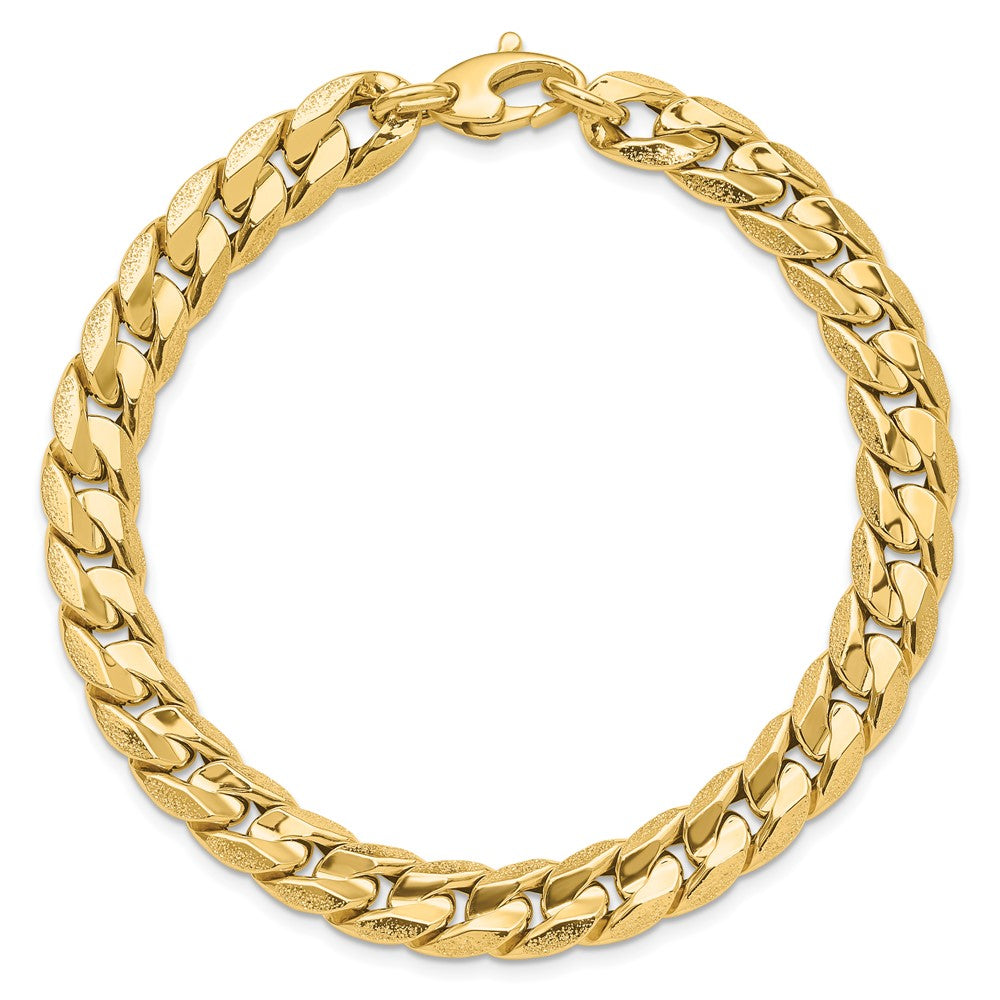 14K Gelbgold Poliert und Strukturiert Fantasie Panzer Herren Armband