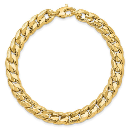 14K Gelbgold Poliert und Strukturiert Fantasie Panzer Herren Armband