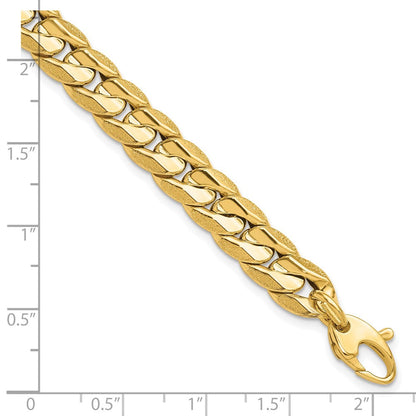 14K Gelbgold Poliert und Strukturiert Fantasie Panzer Herren Armband