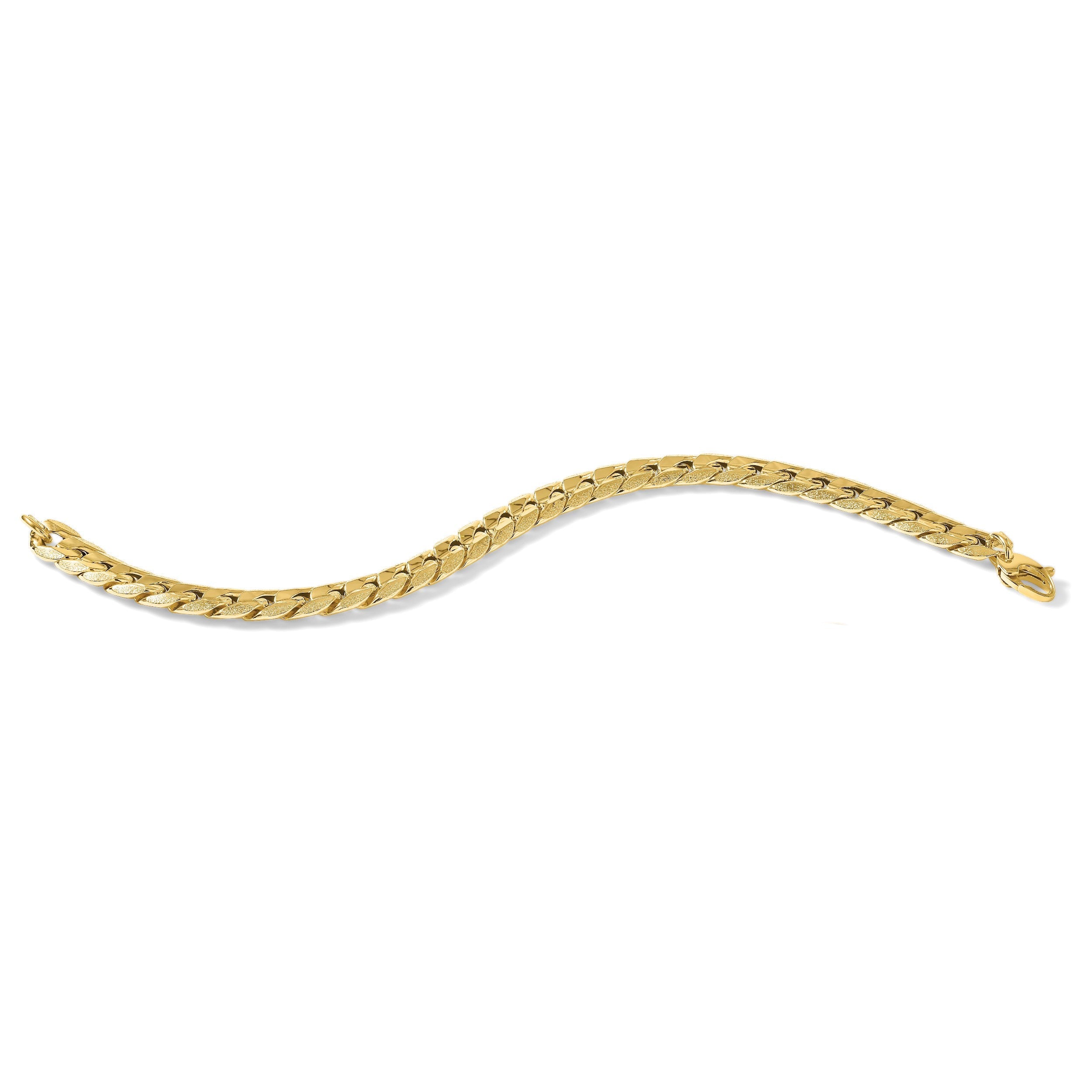 14K Gelbgold Poliert und Strukturiert Fantasie Panzer Herren Armband