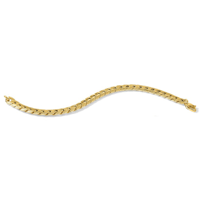 14K Gelbgold Poliert und Strukturiert Fantasie Panzer Herren Armband