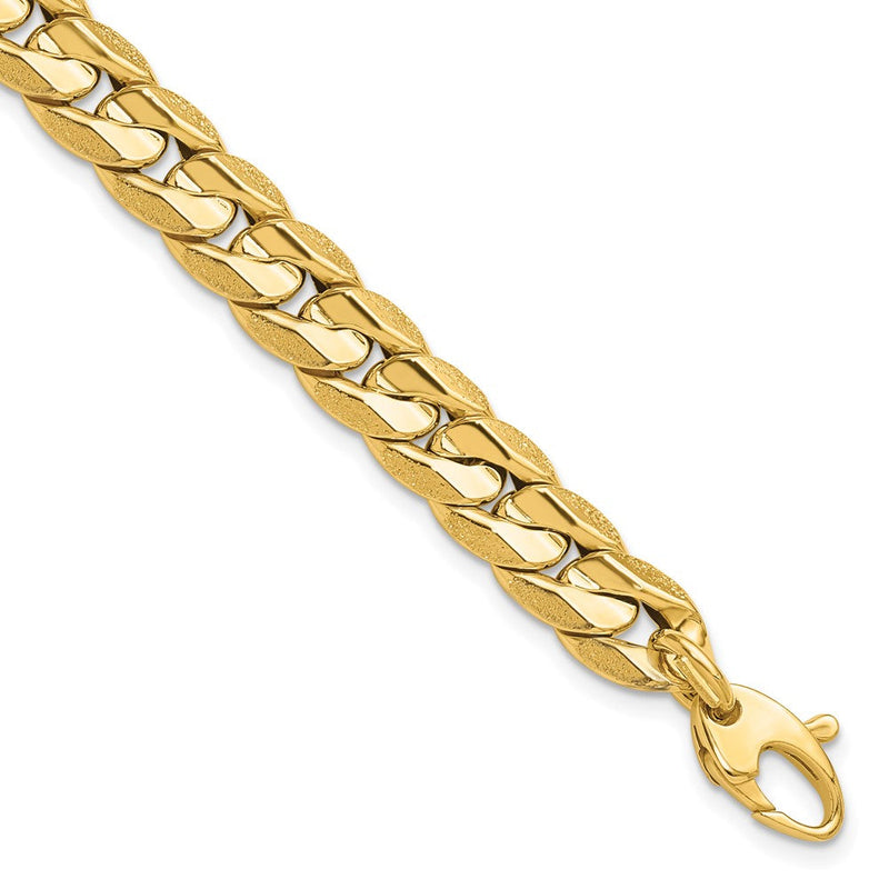 14K Gelbgold Poliert und Strukturiert Fantasie Panzer Herren Armband