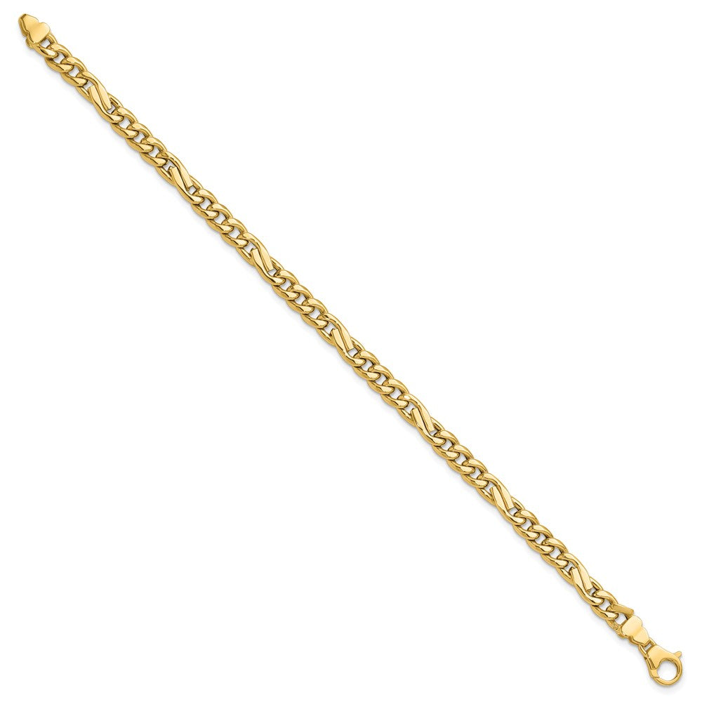 14K Gelbgold Poliert Fantasie Figaro Glieder Armband