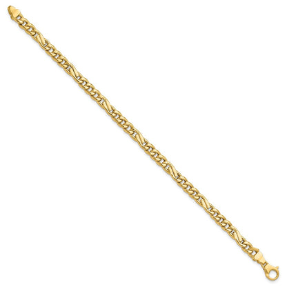 14K Gelbgold Poliert Fantasie Figaro Glieder Armband
