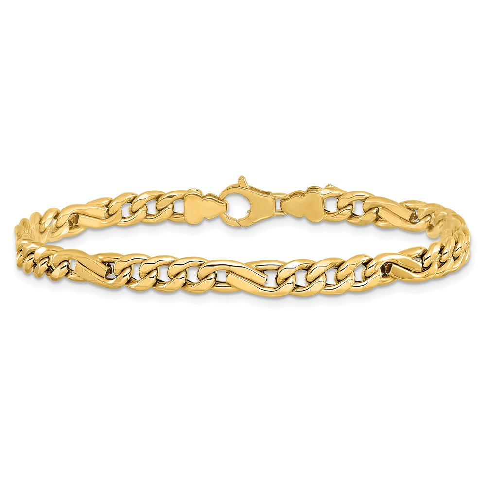 14K Gelbgold Poliert Fantasie Figaro Glieder Armband