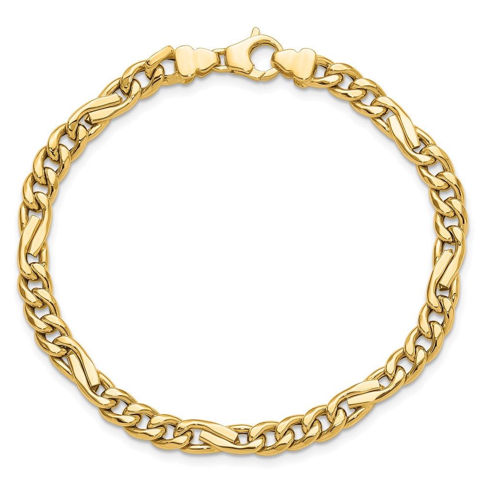 14K Gelbgold Poliert Fantasie Figaro Glieder Armband