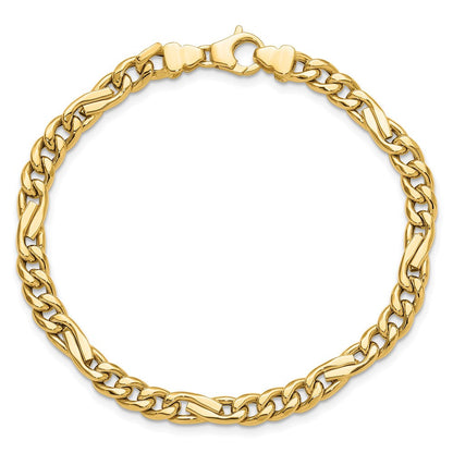 14K Gelbgold Poliert Fantasie Figaro Glieder Armband