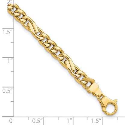 14K Gelbgold Poliert Fantasie Figaro Glieder Armband