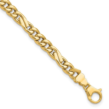 14K Gelbgold Poliert Fantasie Figaro Glieder Armband