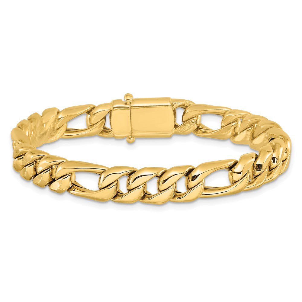 14K Gelbgold Poliert Fantasie Figaro Glieder Armband