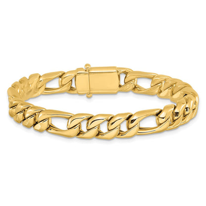 14K Gelbgold Poliert Fantasie Figaro Glieder Armband