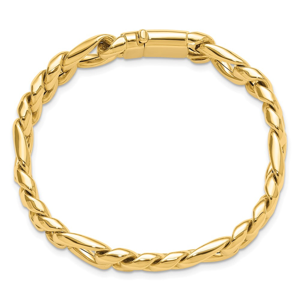 14K Gelbgold Poliert Fantasie Figaro Glieder Armband